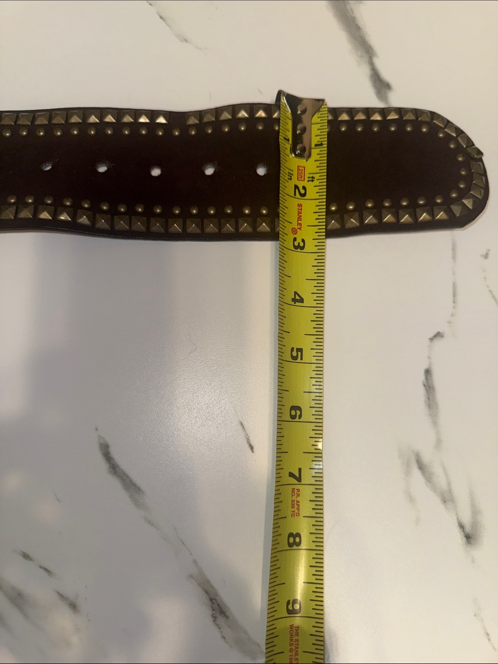Dark Brown Genuine Suede Leather Wide Studded Belt  Small - Picture 7 of 9